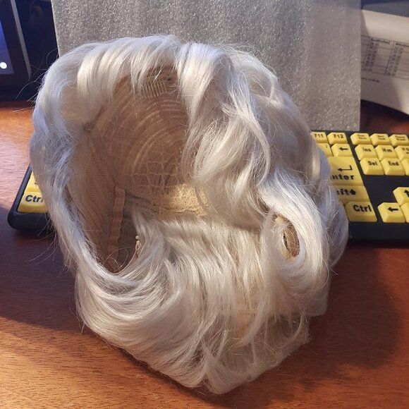 NEW! EMMOR Short White Human Hair Wigs for WMN Blend W Healthy Fiber Mixed Color main image 6